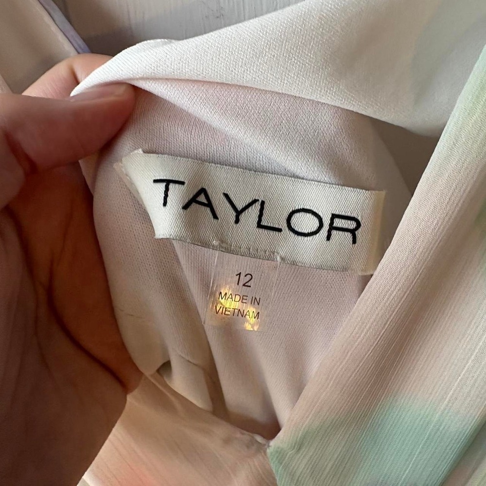 Taylor Maxi Dress Womens 12 Empire Waist Watercolor Tie Dye Lined Wedding - Picture 4 of 8